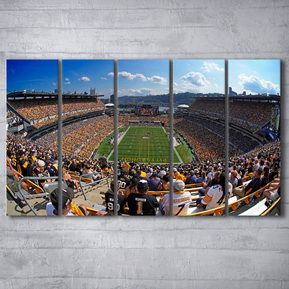 Heinz field Pittsburgh Steelers, Stadium Canvas, Sport Art, 5 Panel B, Extra Large Canvas, Canvas Print Wall Art