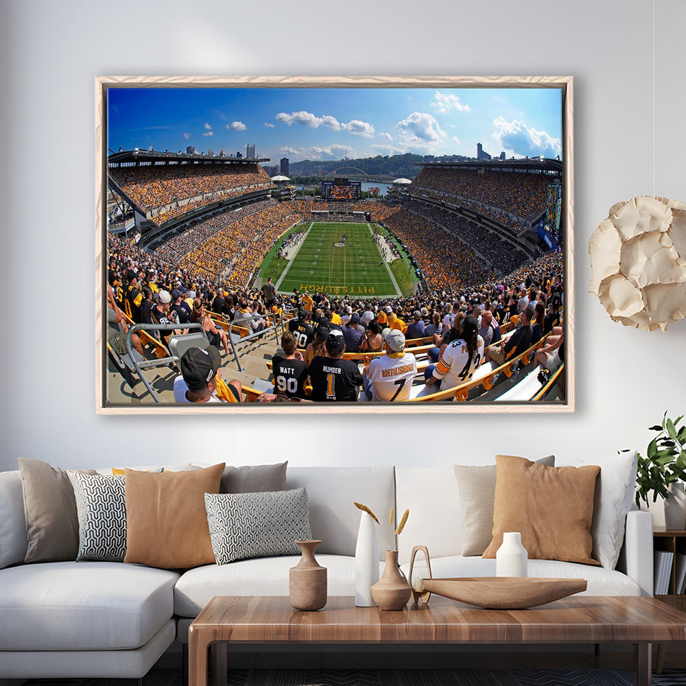Heinz field Pittsburgh Steelers, Stadium Canvas, Sport Art, Framed Canvas Print Wall Art, Floating Frame