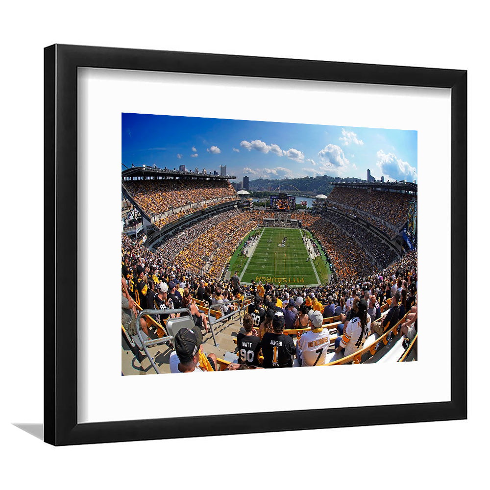 Heinz field Pittsburgh Steelers, Stadium Canvas, Sport Art, Gift for him, White Border Framed Art Print Wall Decor
