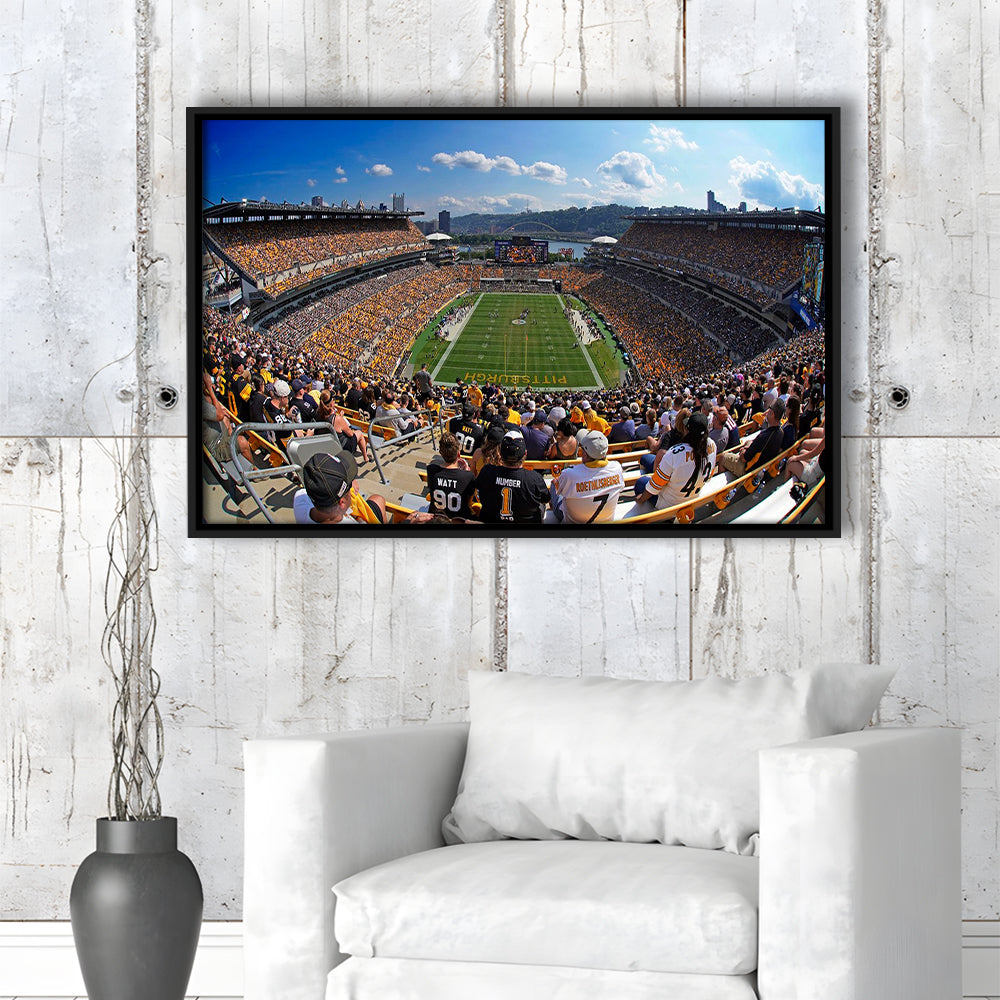 Heinz field Pittsburgh Steelers, Stadium Canvas, Sport Art, Framed Canvas Print Wall Art, Floating Frame