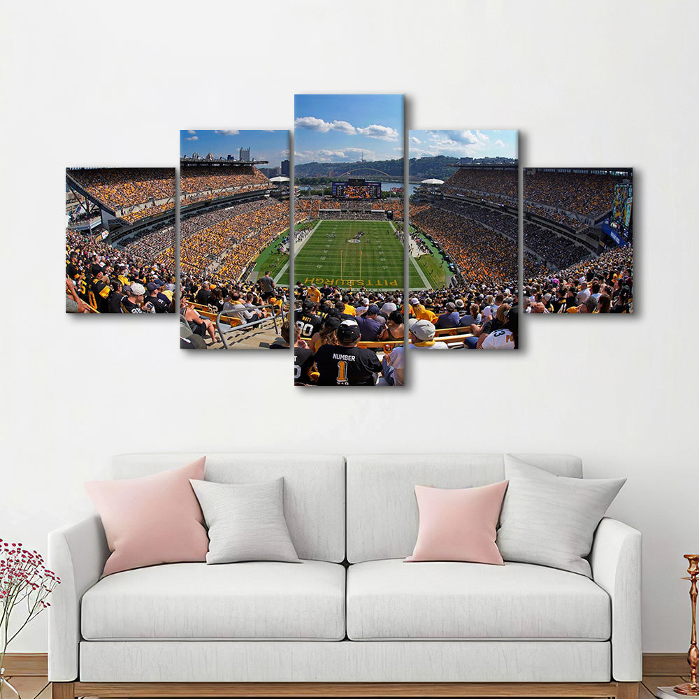 Heinz field Pittsburgh Steelers, Stadium Canvas, Sport Art, Gift for him, 5 Panel, Large Canvas, Canvas Print Wall Art