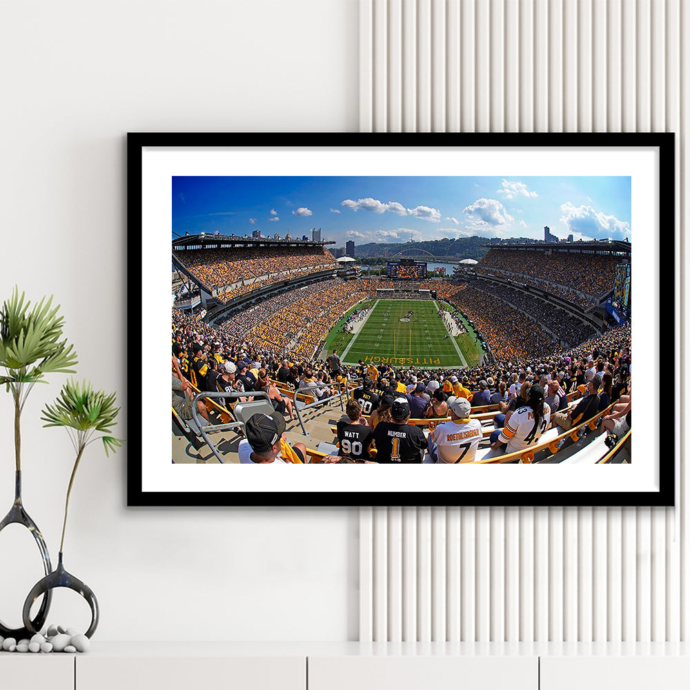 Heinz field Pittsburgh Steelers, Stadium Canvas, Sport Art, Gift for him, White Border Framed Art Print Wall Decor