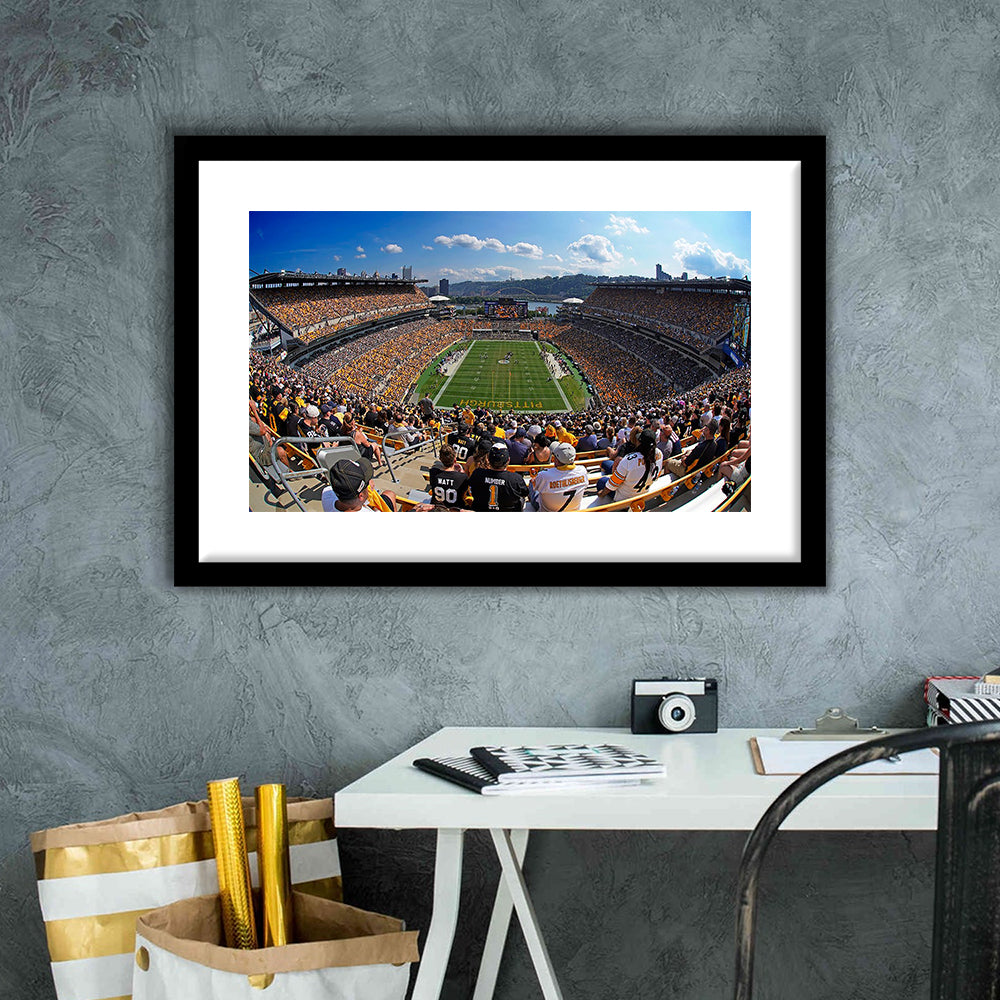 Heinz field Pittsburgh Steelers, Stadium Canvas, Sport Art, Gift for him, White Border Framed Art Print Wall Decor