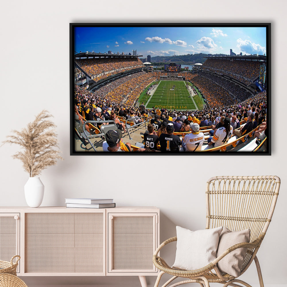 Heinz field Pittsburgh Steelers, Stadium Canvas, Sport Art, Framed Canvas Print Wall Art, Floating Frame