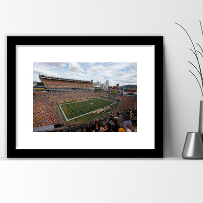 Heinz field Steeler, Stadium Canvas, Sport Art, Gift for him, White Border Framed Art Print Wall Decor