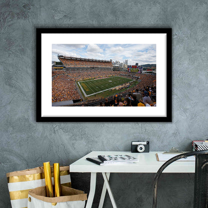 Heinz field Steeler, Stadium Canvas, Sport Art, Gift for him, White Border Framed Art Print Wall Decor
