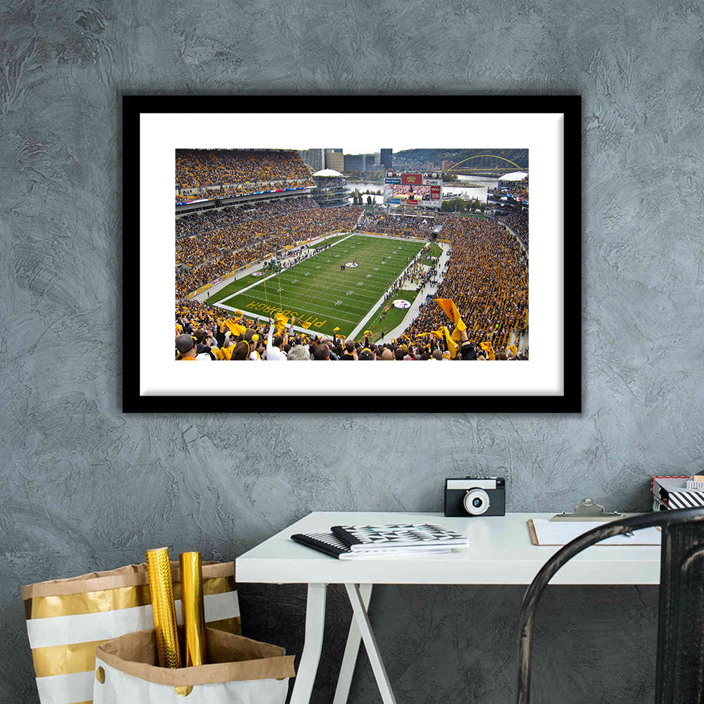 Heinz field sports Stadium, Stadium Canvas, Sport Art, Gift for him, White Border Framed Art Print Wall Decor