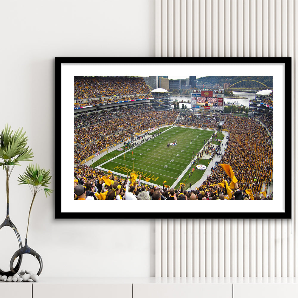 Heinz field sports Stadium, Stadium Canvas, Sport Art, Gift for him, White Border Framed Art Print Wall Decor
