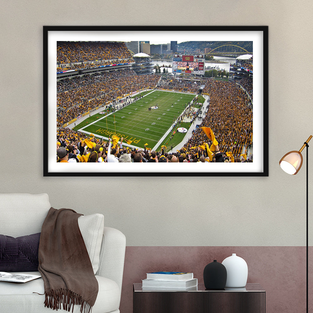Heinz field sports Stadium, Stadium Canvas, Sport Art, Gift for him, White Border Framed Art Print Wall Decor