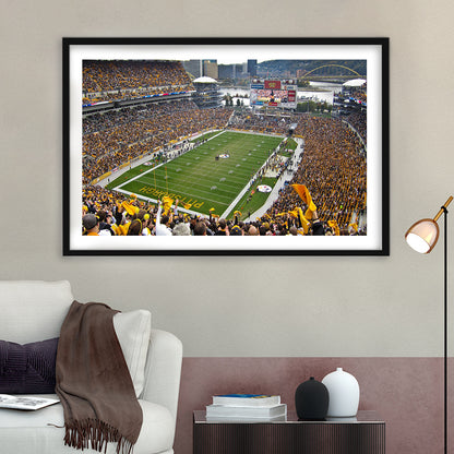 Heinz field sports Stadium, Stadium Canvas, Sport Art, Gift for him, White Border Framed Art Print Wall Decor