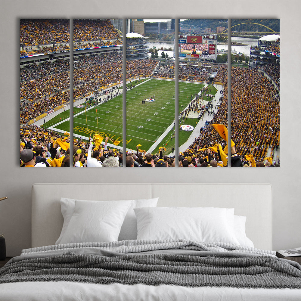 Heinz field sports Stadium, Stadium Canvas, Sport Art, 5 Panel B, Extra Large Canvas, Canvas Print Wall Art