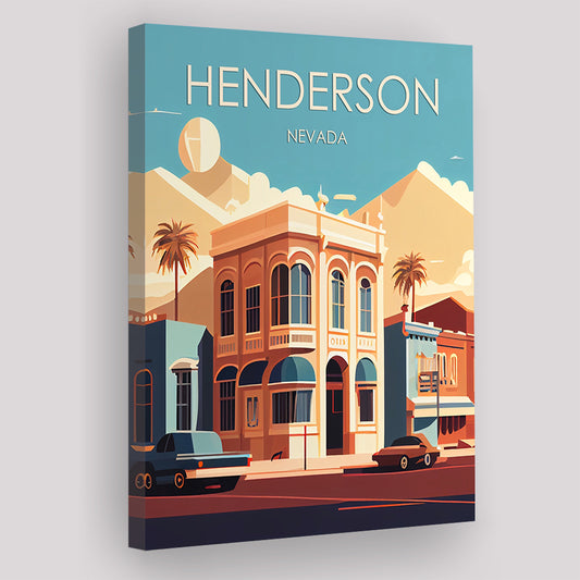 Henderson Nevada Retro Art Print, Henderson City Wall Art, Canvas Print, Painting Canvas, Living Room Decor