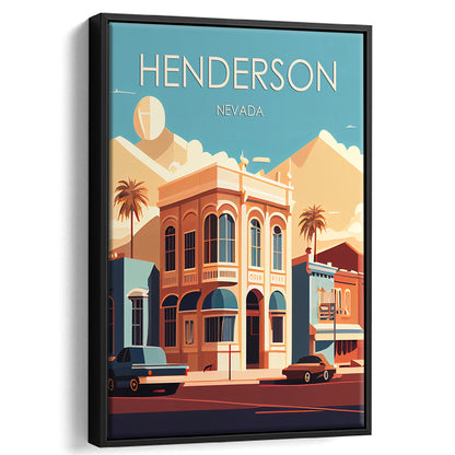 Henderson Nevada Retro Art Print, Henderson City Wall Art, Floating Framed Canvas Print, Framed Picture, Painting Canvas