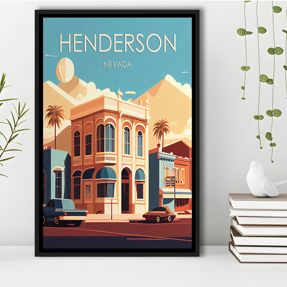Henderson Nevada Retro Art Print, Henderson City Wall Art, Floating Framed Canvas Print, Framed Picture, Painting Canvas