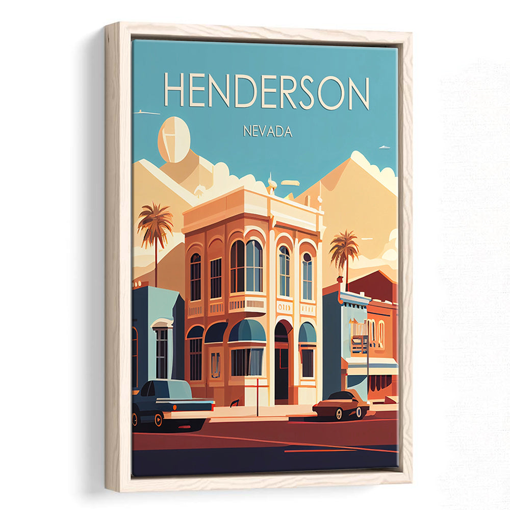 Henderson Nevada Retro Art Print, Henderson City Wall Art, Floating Framed Canvas Print, Framed Picture, Painting Canvas