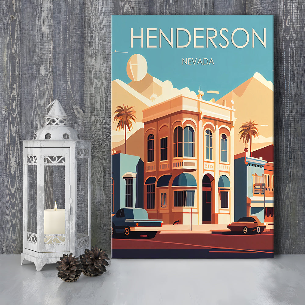 Henderson Nevada Retro Art Print, Henderson City Wall Art, Canvas Print, Painting Canvas, Living Room Decor