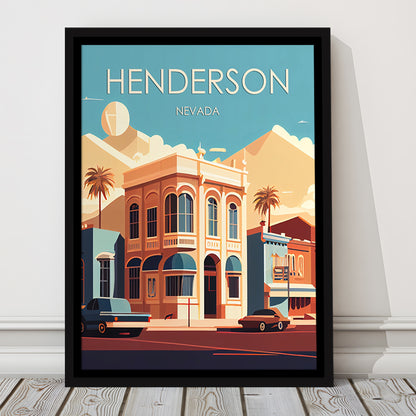 Henderson Nevada Retro Art Print, Henderson City Wall Art, Floating Framed Canvas Print, Framed Picture, Painting Canvas