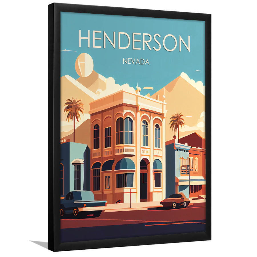 Henderson Nevada Retro Art Print, Henderson City Wall Art, Framed Art Print, Picture Framed, Painting Art