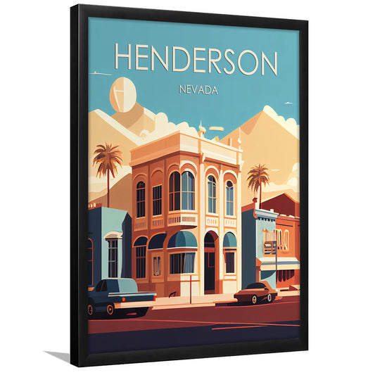 Henderson Nevada Retro Art Print, Henderson City Wall Art, Framed Art Print, Picture Framed, Painting Art