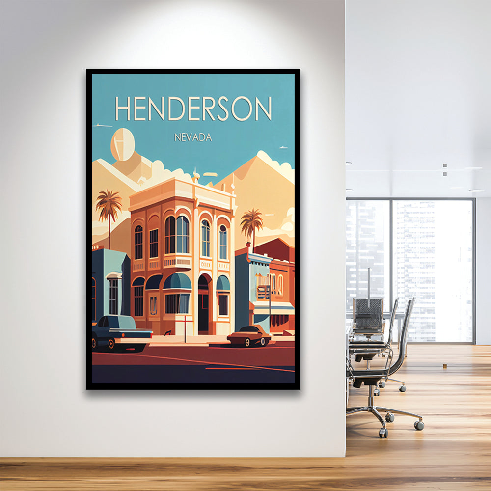 Henderson Nevada Retro Art Print, Henderson City Wall Art, Framed Art Print, Picture Framed, Painting Art