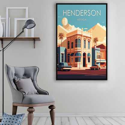 Henderson Nevada Retro Art Print, Henderson City Wall Art, Floating Framed Canvas Print, Framed Picture, Painting Canvas