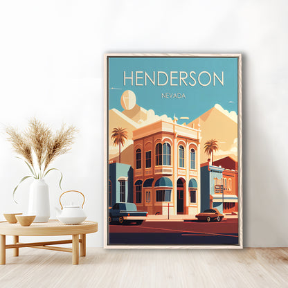 Henderson Nevada Retro Art Print, Henderson City Wall Art, Floating Framed Canvas Print, Framed Picture, Painting Canvas