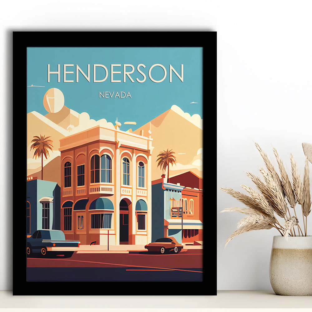 Henderson Nevada Retro Art Print, Henderson City Wall Art, Framed Art Print, Picture Framed, Painting Art