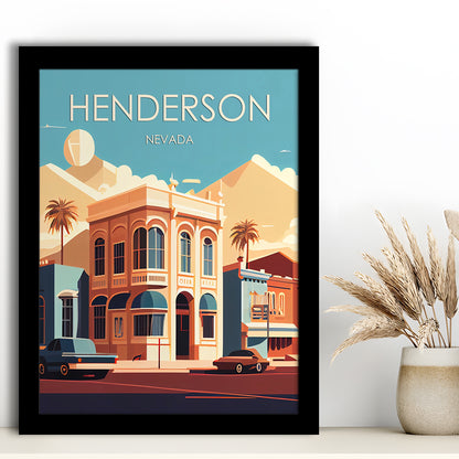 Henderson Nevada Retro Art Print, Henderson City Wall Art, Framed Art Print, Picture Framed, Painting Art