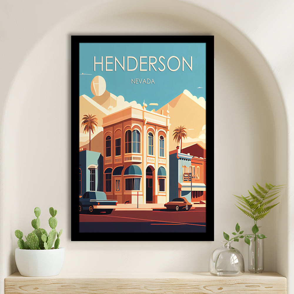 Henderson Nevada Retro Art Print, Henderson City Wall Art, Framed Art Print, Picture Framed, Painting Art