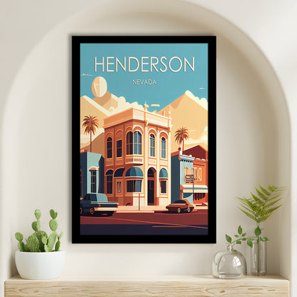 Henderson Nevada Retro Art Print, Henderson City Wall Art, Framed Art Print, Picture Framed, Painting Art