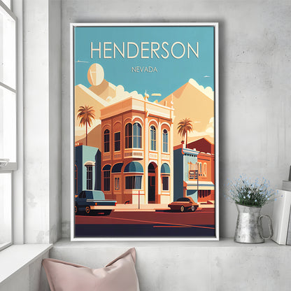 Henderson Nevada Retro Art Print, Henderson City Wall Art, Floating Framed Canvas Print, Framed Picture, Painting Canvas