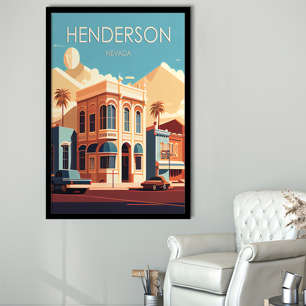 Henderson Nevada Retro Art Print, Henderson City Wall Art, Framed Art Print, Picture Framed, Painting Art