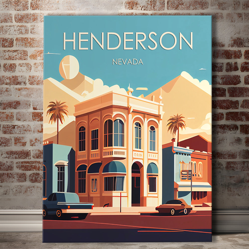 Henderson Nevada Retro Art Print, Henderson City Wall Art, Canvas Print, Painting Canvas, Living Room Decor