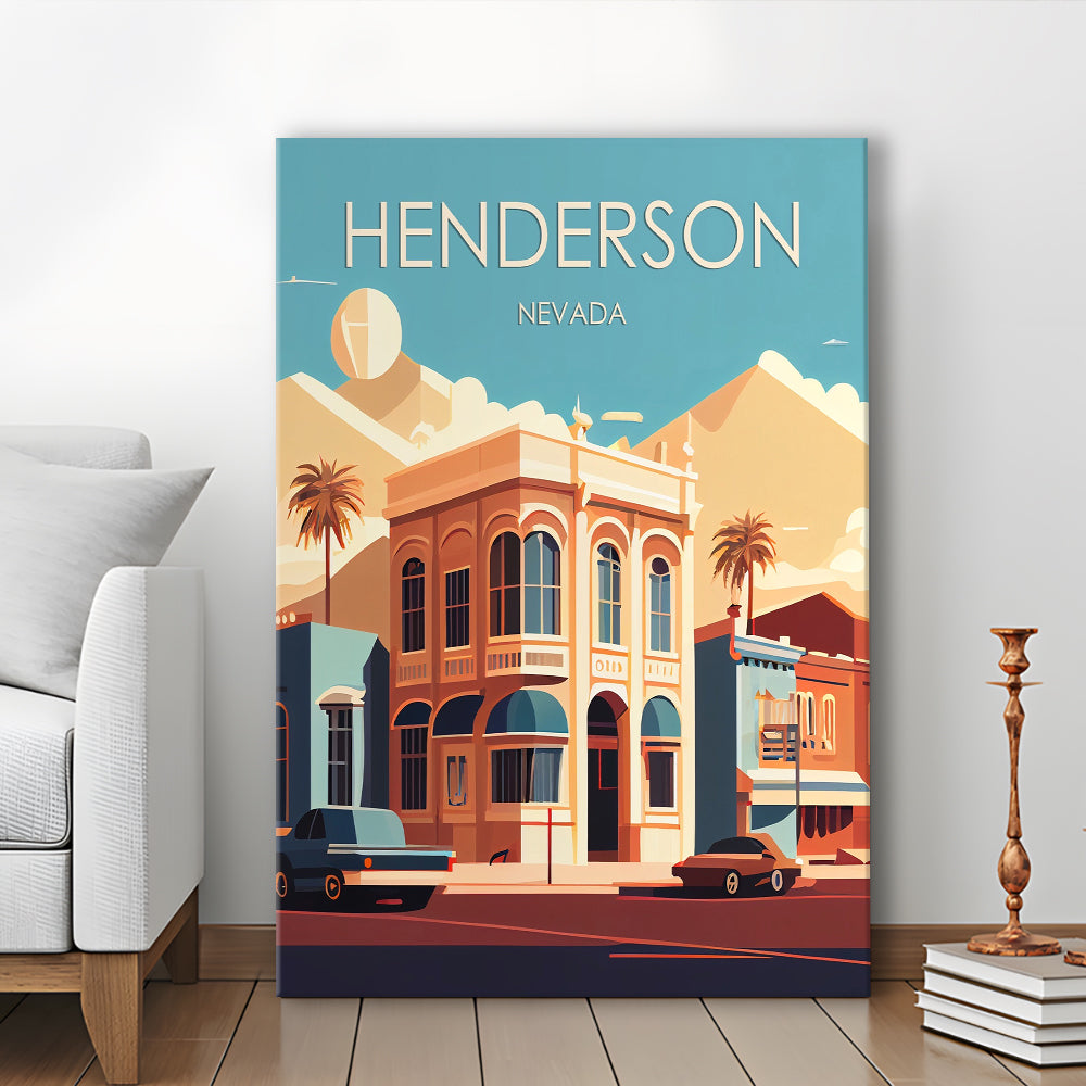 Henderson Nevada Retro Art Print, Henderson City Wall Art, Canvas Print, Painting Canvas, Living Room Decor