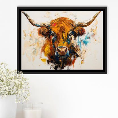 Highland Cow Oil Painting Portrait V2, Framed Canvas Painting, Framed Canvas Prints Wall Art Decor