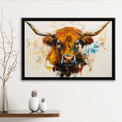 Highland Cow Oil Painting Portrait V2, Framed Canvas Painting, Framed Canvas Prints Wall Art Decor