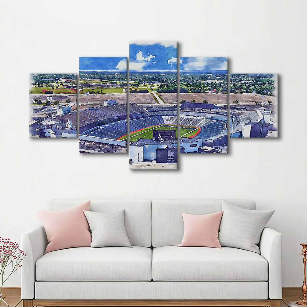 Highmark Stadium Painting Canvas, Bills Watercolor, Sport Art, Mixed 5 Panel, Canvas Print Wall Art
