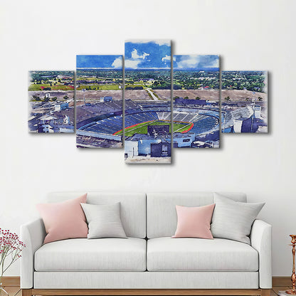 Highmark Stadium Painting Canvas, Bills Watercolor, Sport Art, Mixed 5 Panel, Canvas Print Wall Art