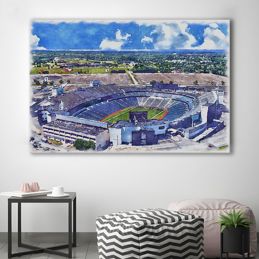 Highmark Stadium Painting Canvas, Bills Watercolor, Sport Art, Gifts for him, Canvas Print Wall Art