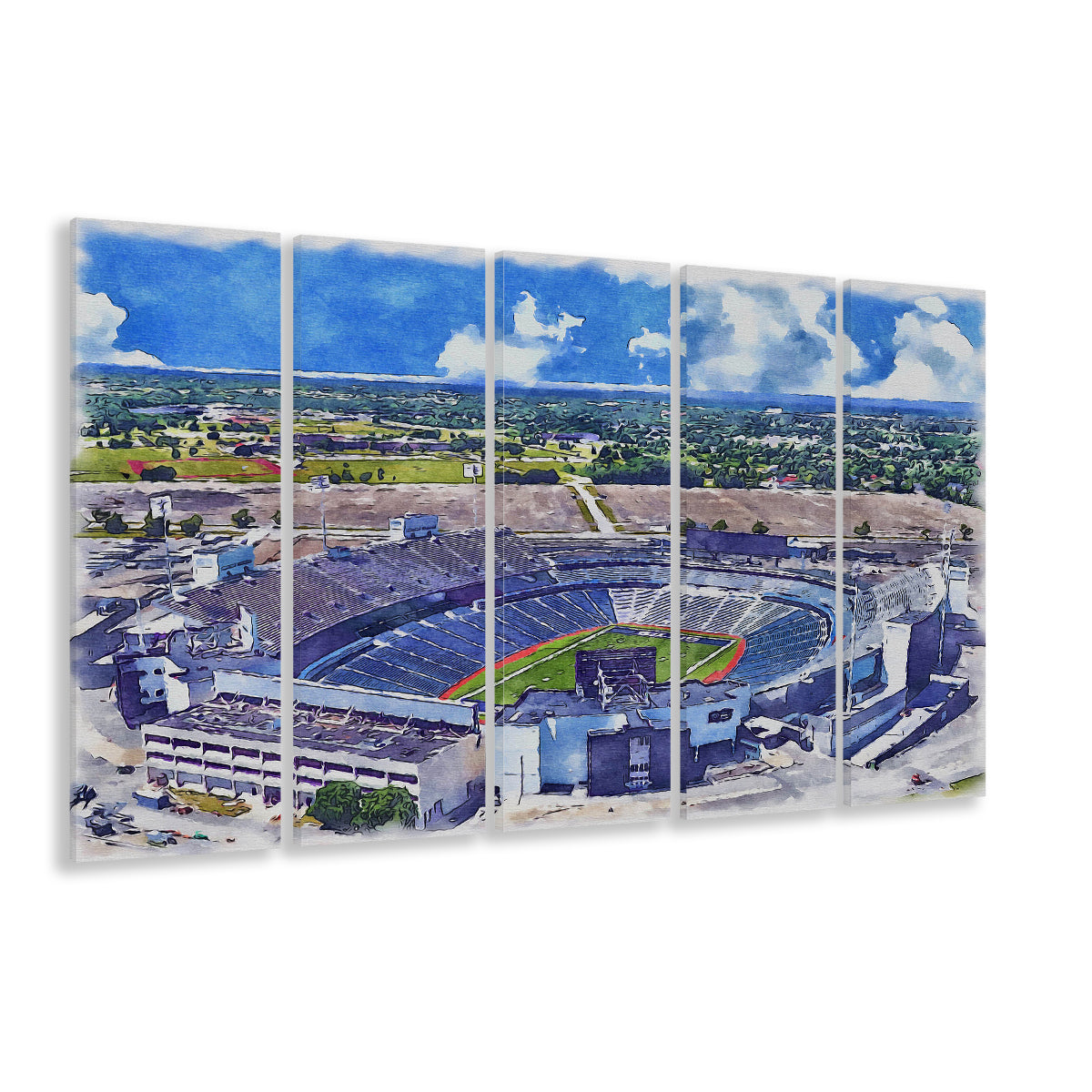 Highmark Stadium Painting Canvas, Bills Watercolor, Sport Art, Extra Large Canvas Print Wall Art