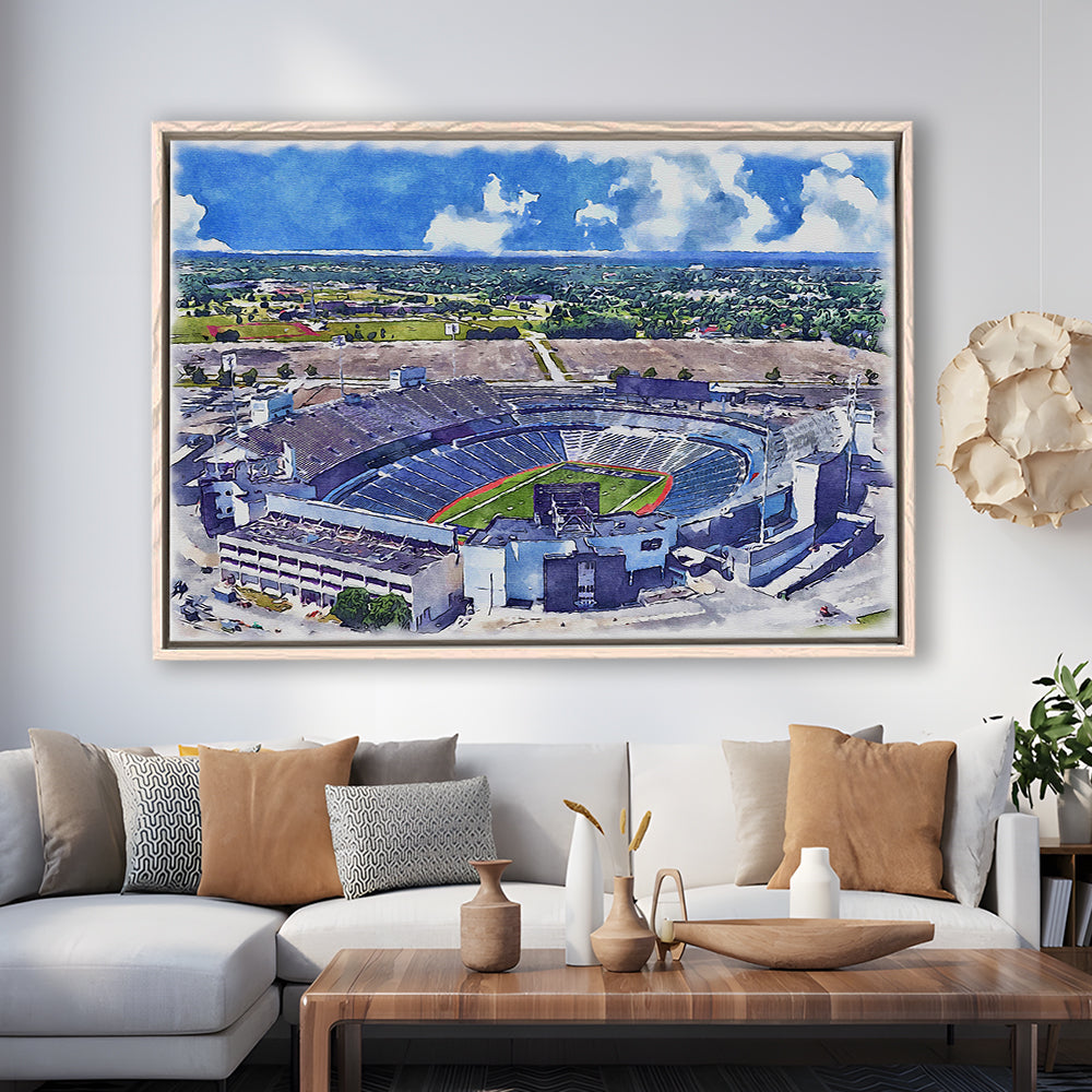 Highmark Stadium Painting Canvas, Bills Watercolor, Sport Gift Art, Framed Canvas Print Wall Art