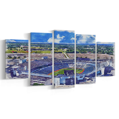 Highmark Stadium Painting Canvas, Bills Watercolor, Sport Art, Mixed 5 Panel, Canvas Print Wall Art