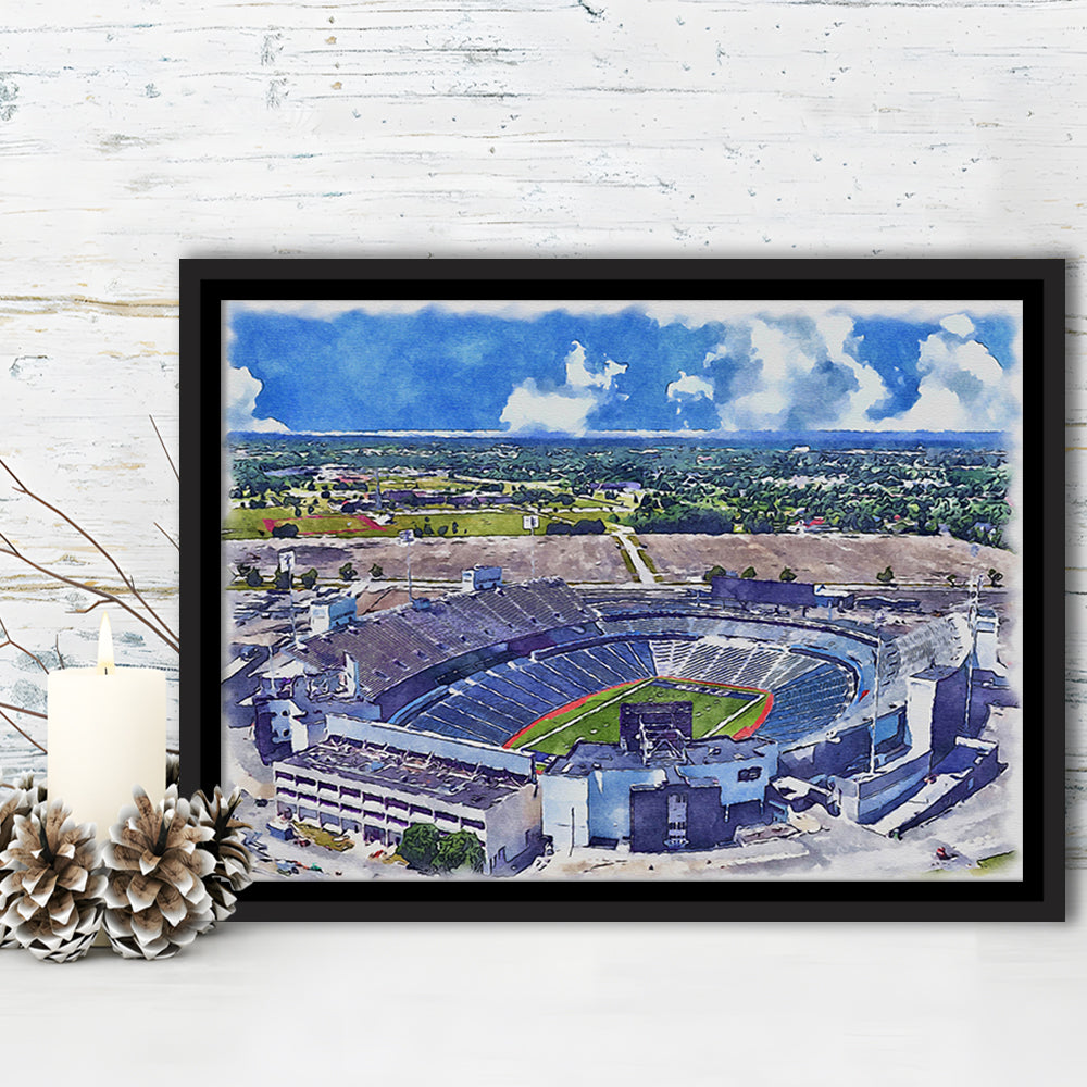 Highmark Stadium Painting Canvas, Bills Watercolor, Sport Gift Art, Framed Canvas Print Wall Art