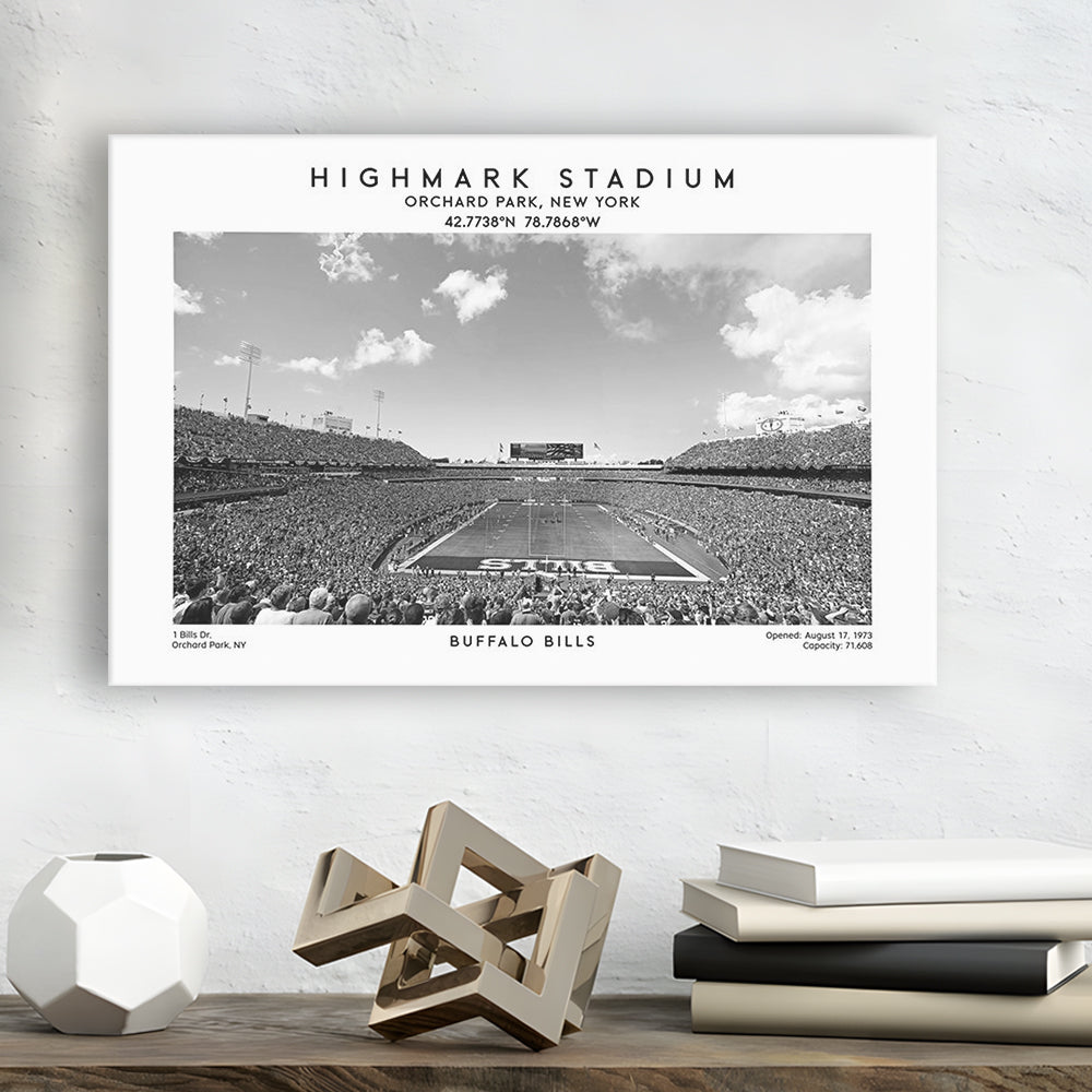 Highmark Stadium Black And White, Buffalo Football Stadium Wall Art, Canvas Print Wall Art, Man Cave Gift