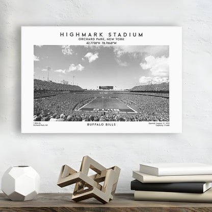 Highmark Stadium Black And White, Buffalo Football Stadium Wall Art, Canvas Print Wall Art, Man Cave Gift