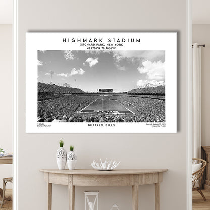 Highmark Stadium Black And White, Buffalo Football Stadium Wall Art, Canvas Print Wall Art, Man Cave Gift