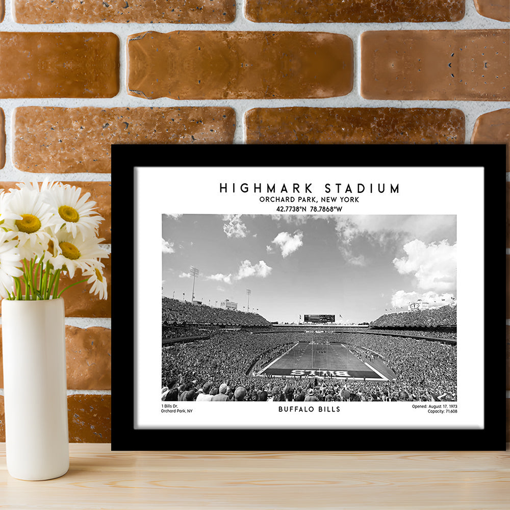 Highmark Stadium Black And White, Buffalo Football Stadium Wall Art, Framed Art Print Wall Decor