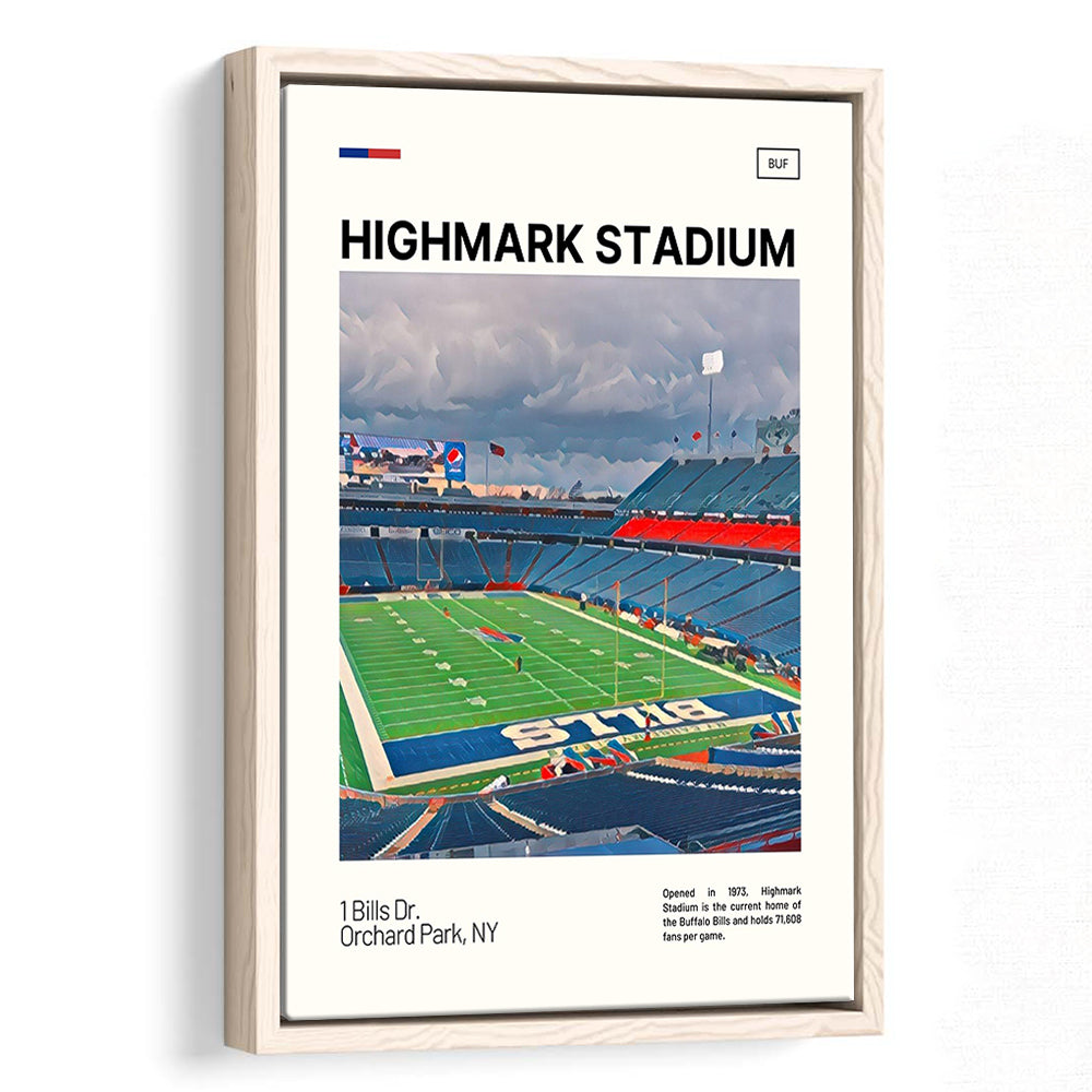 Highmark Stadium Print, B Bills Stadium Canvas Art, Man Cave Gift, Floating Framed Canvas Print Wall Art