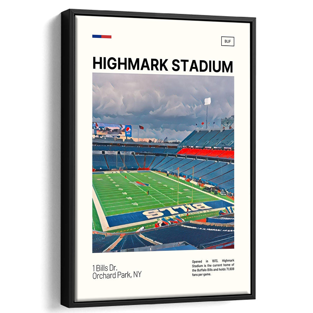 Highmark Stadium Print, B Bills Stadium Canvas Art, Man Cave Gift, Floating Framed Canvas Print Wall Art