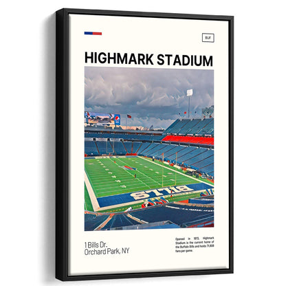 Highmark Stadium Print, B Bills Stadium Canvas Art, Man Cave Gift, Floating Framed Canvas Print Wall Art